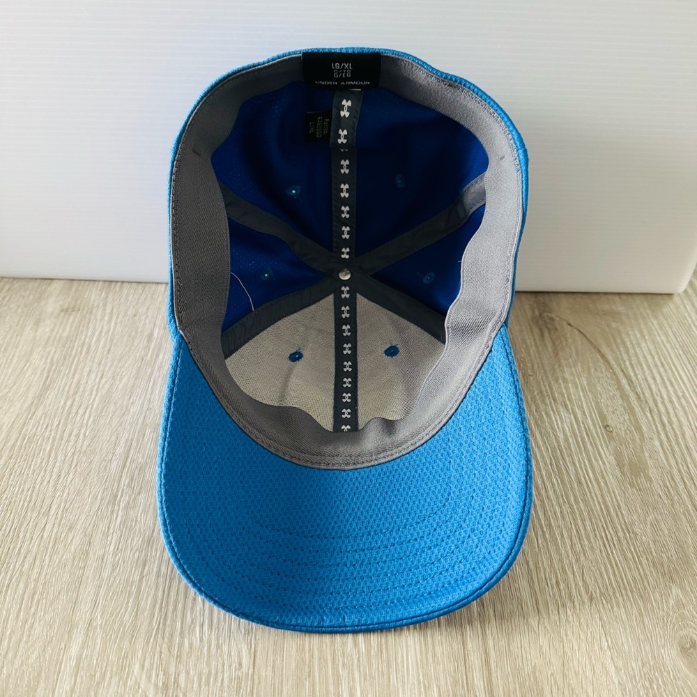 Under Armour Blitzing Hat Golf Baseball Athletic -Bright Blue/Neon Yellow - L/XL - Picture 6 of 9